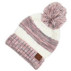 C.C Sherpa Lined Popcorn Beanie Rose